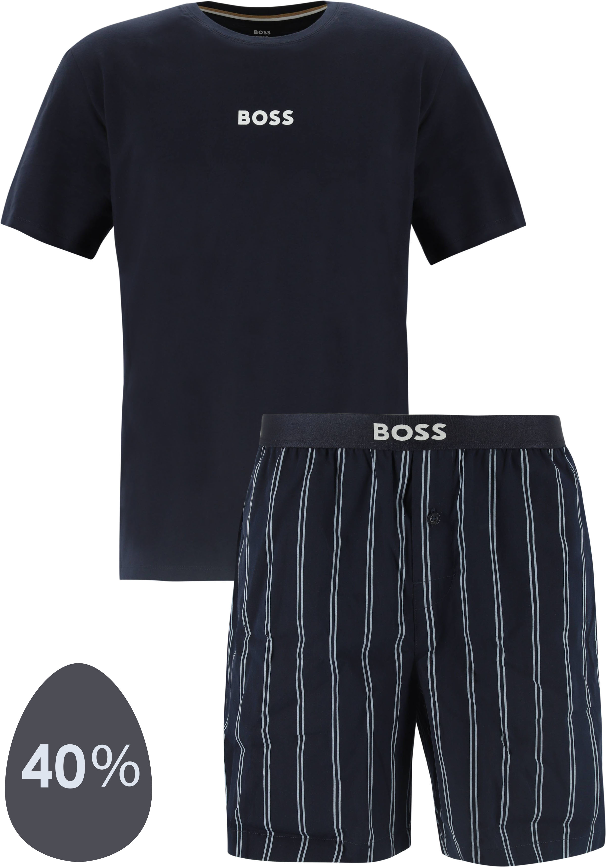 BOSS Easy Short Set, heren shortama set, donkerblauw